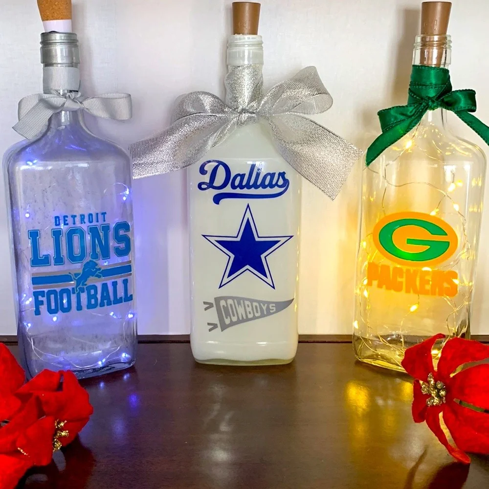 Hand Crafted, up-cycled Green Bay Packers Spirit Bottle Lantern